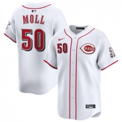 Men Cincinnati Reds Nike White Home Limited Custom Jersey Moll Sam 50