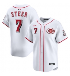 Men Cincinnati Reds Nike White Home Limited Custom Jersey Steer Spencer 7