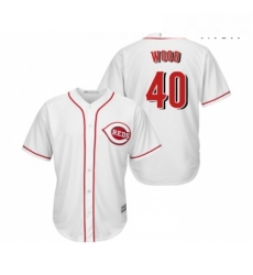 Mens Cincinnati Reds 40 Alex Wood Replica White Home Cool Base Baseball Jersey 