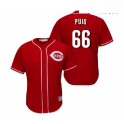 Mens Cincinnati Reds 66 Yasiel Puig Replica Red Alternate Cool Base Baseball Jersey 