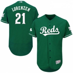 Mens Majestic Cincinnati Reds 21 Michael Lorenzen Green Celtic Flexbase Authentic Collection MLB Jersey