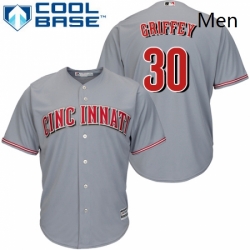 Mens Majestic Cincinnati Reds 30 Ken Griffey Replica Grey Road Cool Base MLB Jersey