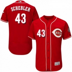 Mens Majestic Cincinnati Reds 43 Scott Schebler Red Alternate Flex Base Authentic Collection MLB Jersey