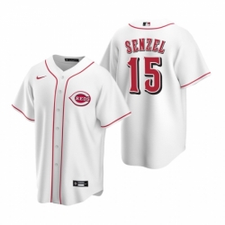 Mens Nike Cincinnati Reds 15 Nick Senzel White Home Stitched Baseball Jersey