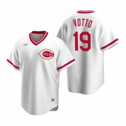 Mens Nike Cincinnati Reds 19 Joey Votto White Cooperstown Collection Home Stitched Baseball Jerse