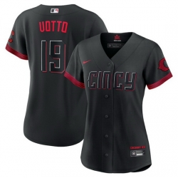 Women Cincinnati Reds 19 Joey Votto Black 2023 City Connect Stitched Baseball Jersey