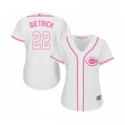 Womens Cincinnati Reds 22 Derek Dietrich Replica White Fashion Cool Base Baseball Jersey 