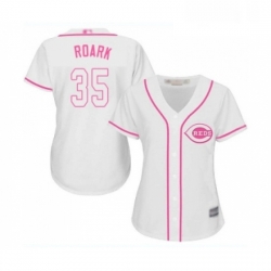 Womens Cincinnati Reds 35 Tanner Roark Replica Pink Fashion Cool Base Baseball Jersey 