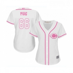 Womens Cincinnati Reds 66 Yasiel Puig Replica White Fashion Cool Base Baseball Jersey 