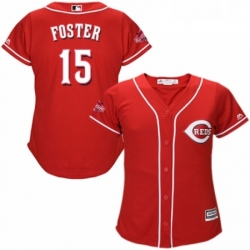 Womens Majestic Cincinnati Reds 15 George Foster Authentic Red Alternate Cool Base MLB Jersey 