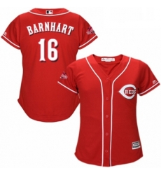 Womens Majestic Cincinnati Reds 16 Tucker Barnhart Authentic Red Alternate Cool Base MLB Jersey 