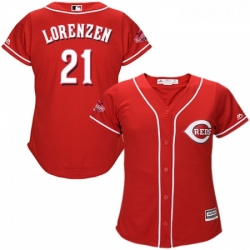 Womens Majestic Cincinnati Reds 21 Michael Lorenzen Replica Red Alternate Cool Base MLB Jersey