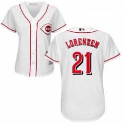 Womens Majestic Cincinnati Reds 21 Michael Lorenzen Replica White Home Cool Base MLB Jersey