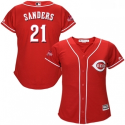 Womens Majestic Cincinnati Reds 21 Reggie Sanders Replica Red Alternate Cool Base MLB Jersey