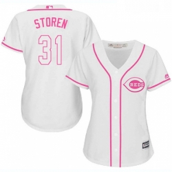 Womens Majestic Cincinnati Reds 31 Drew Storen Replica White Fashion Cool Base MLB Jersey