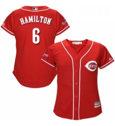 Womens Majestic Cincinnati Reds 6 Billy Hamilton Replica Red Alternate Cool Base MLB Jersey