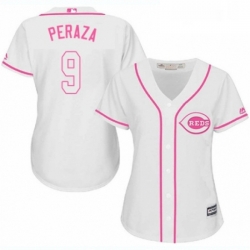 Womens Majestic Cincinnati Reds 9 Jose Peraza Replica White Fashion Cool Base MLB Jersey 