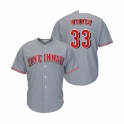 Youth Cincinnati Reds 33 Jesse Winker Replica Grey Road Cool Base Baseball Jersey 