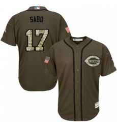 Youth Majestic Cincinnati Reds 17 Chris Sabo Replica Green Salute to Service MLB Jersey