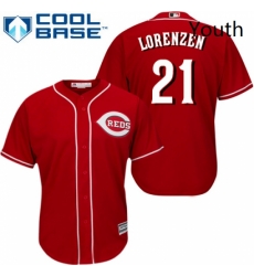 Youth Majestic Cincinnati Reds 21 Michael Lorenzen Authentic Red Alternate Cool Base MLB Jersey