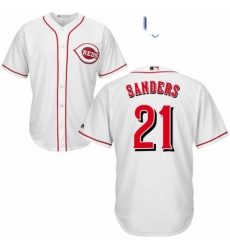 Youth Majestic Cincinnati Reds 21 Reggie Sanders Replica White Home Cool Base MLB Jersey