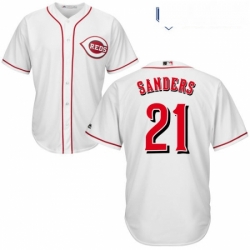 Youth Majestic Cincinnati Reds 21 Reggie Sanders Replica White Home Cool Base MLB Jersey