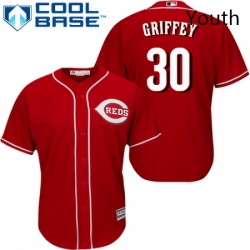 Youth Majestic Cincinnati Reds 30 Ken Griffey Authentic Red Alternate Cool Base MLB Jersey