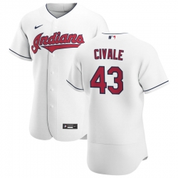 Men Cleveland Indians 43 Aaron Civale Men Nike White Home 2020 Flex Base Team MLB Jersey