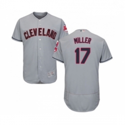 Mens Cleveland Indians 17 Brad Miller Grey Road Flex Base Authentic Collection Baseball Jersey