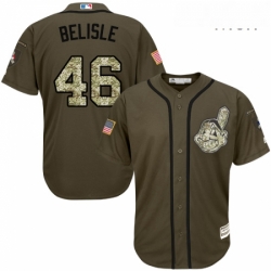 Mens Majestic Cleveland Indians 46 Matt Belisle Replica Green Salute to Service MLB Jersey 