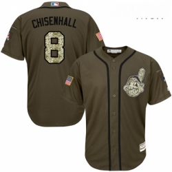 Mens Majestic Cleveland Indians 8 Lonnie Chisenhall Authentic Green Salute to Service MLB Jersey