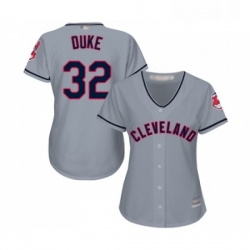 Womens Cleveland Indians 32 Zach Duke Replica Grey Road Cool Base Baseball Jersey 