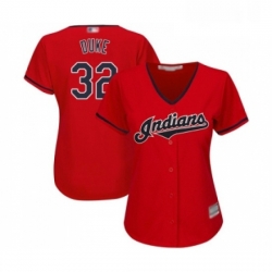 Womens Cleveland Indians 32 Zach Duke Replica Scarlet Alternate 2 Cool Base Baseball Jersey 