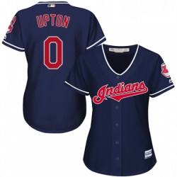 Womens Majestic Cleveland Indians 0 BJ Upton Authentic Navy Blue Alternate 1 Cool Base MLB Jersey 