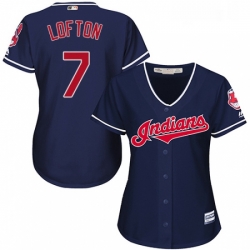 Womens Majestic Cleveland Indians 7 Kenny Lofton Replica Navy Blue Alternate 1 Cool Base MLB Jersey