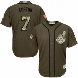 Youth Majestic Cleveland Indians 7 Kenny Lofton Authentic Green Salute to Service MLB Jersey