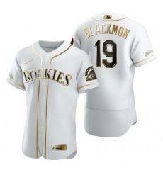 Colorado Rockies 19 Charlie Blackmon White Nike Mens Authentic Golden Edition MLB Jersey