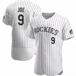 Men Colorado Rockies Connor Joe #9 White Flex Base Stitched Baseball Jersey