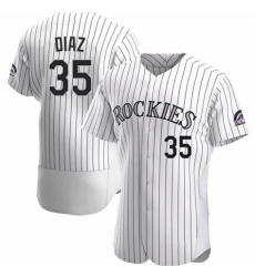 Men Nike Colorado Rockies 35 Jairo Diaz White Flex Base MLB Jersey