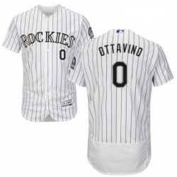 Mens Majestic Colorado Rockies 0 Adam Ottavino White Home Flex Base Authentic Collection MLB Jersey