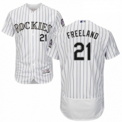 Mens Majestic Colorado Rockies 21 Kyle Freeland White Home Flex Base Authentic Collection MLB Jersey