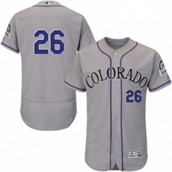 Mens Majestic Colorado Rockies 26 David Dahl Grey Road Flex Base Authentic Collection MLB Jersey