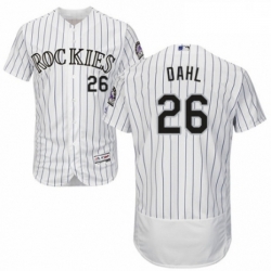 Mens Majestic Colorado Rockies 26 David Dahl White Home Flex Base Authentic Collection MLB Jersey