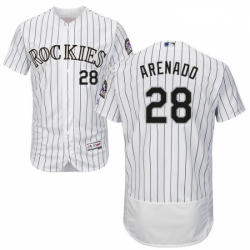 Mens Majestic Colorado Rockies 28 Nolan Arenado White Home Flex Base Authentic Collection MLB Jersey