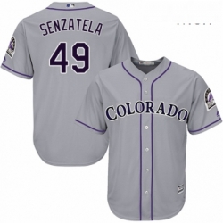 Mens Majestic Colorado Rockies 49 Antonio Senzatela Replica Grey Road Cool Base MLB Jersey 