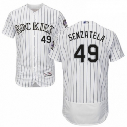 Mens Majestic Colorado Rockies 49 Antonio Senzatela White Home Flex Base Authentic Collection MLB Jersey