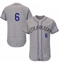 Mens Majestic Colorado Rockies 6 Daniel Castro Grey Road Flex Base Authentic Collection MLB Jersey