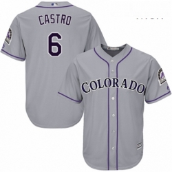 Mens Majestic Colorado Rockies 6 Daniel Castro Replica Grey Road Cool Base MLB Jersey 