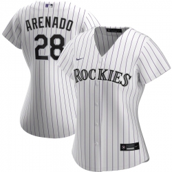 Colorado Rockies 28 Nolan Arenado Nike Women Home 2020 MLB Player Jersey White