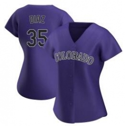 Women Nike Colorado Rockies 35 Elias Diaz Purple Cool Base MLB Jersey